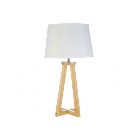Medan White Fabric Shade Table Lamp With Wooden Base_3