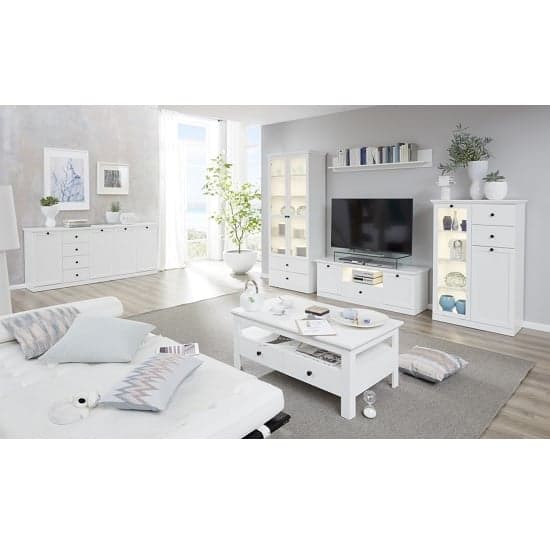 Median Wooden TV Stand In White With LED Lighting_3
