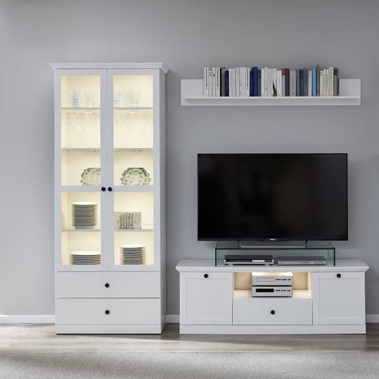 Median Wooden Living Room Set 2 In White With LED Lighting_1