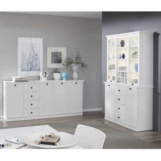 Median Wooden Sideboard Large In White With 4 Doors_4