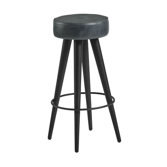 Medina Round Vintage Grey Faux Leather Bar Stools In Pair_2