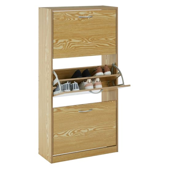 Megrez Wooden Shoe Cabinet With 3 Flip Doors In Brown_4