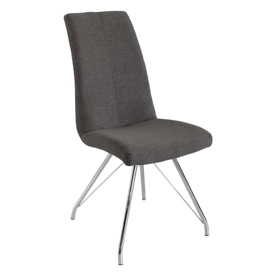 Mekbuda Dark Grey Fabric Upholstered Dining Chair In Pair_2