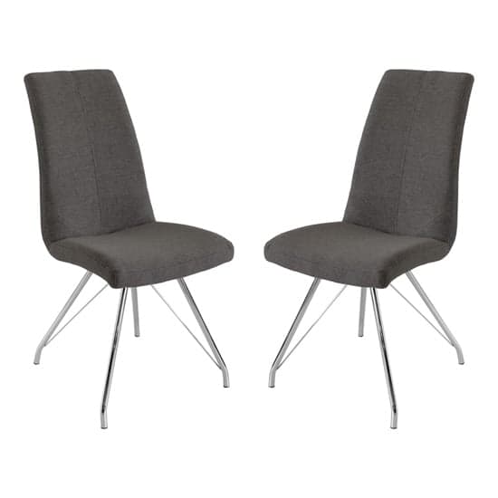 Mekbuda Dark Grey Fabric Upholstered Dining Chair In Pair_1