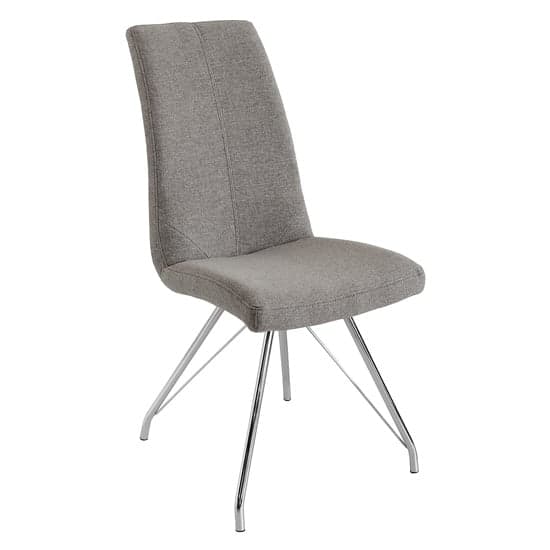 Mekbuda Grey Fabric Upholstered Dining Chair In Pair_2