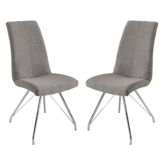 Mekbuda Grey Fabric Upholstered Dining Chair In Pair_1