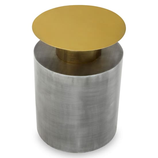 Mekbuda Round Metal Side Table In Gold And Antique Zinc_4