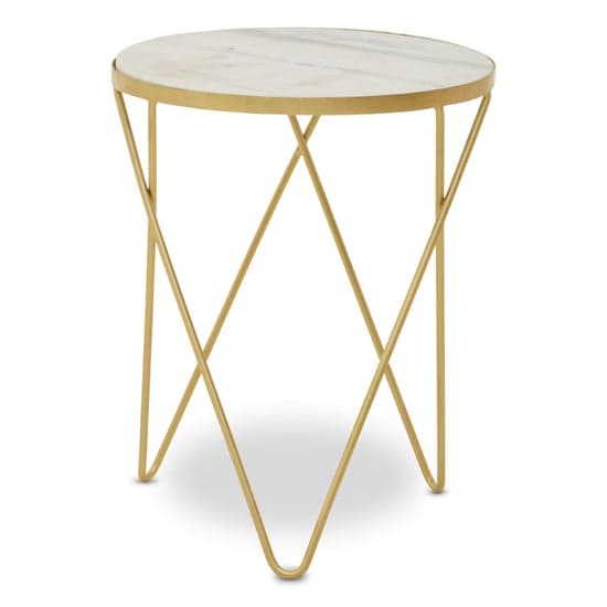 Mekbuda Round White Marble Top Side Table With Hairpin Legs_2