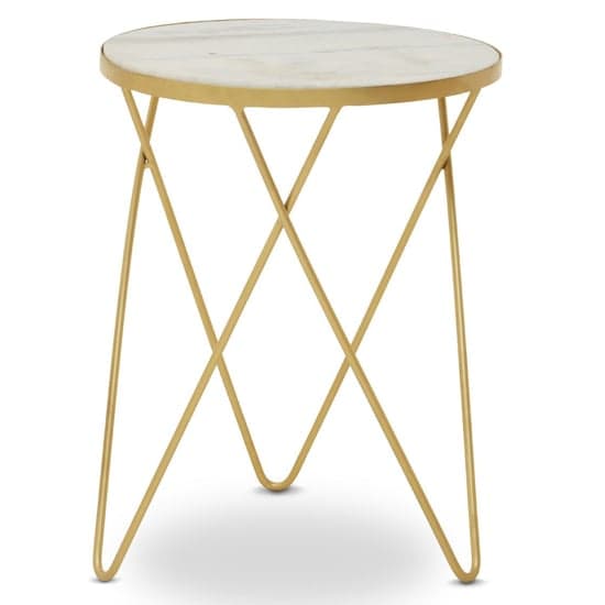 Mekbuda Round White Marble Top Side Table With Hairpin Legs_1