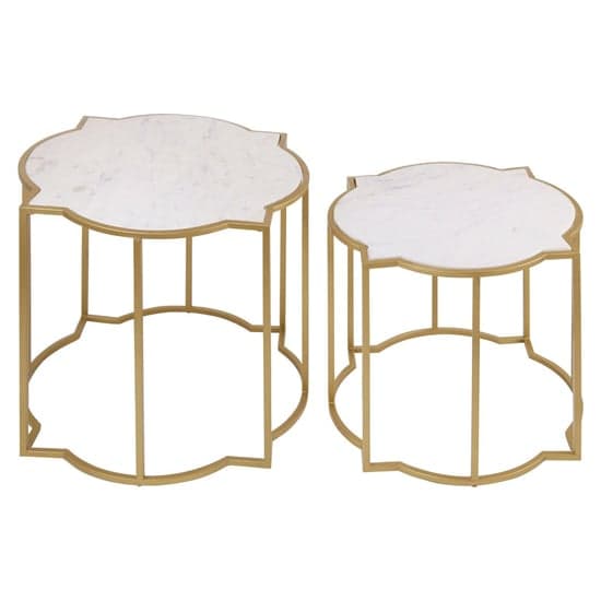Mekbuda White Marble Top Set Of 2 Side Tables With Gold Frame_2
