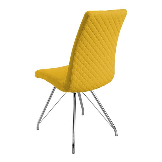 Mekbuda Yellow Fabric Upholstered Dining Chair In Pair_3