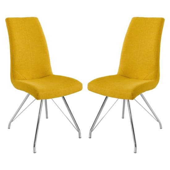 Mekbuda Yellow Fabric Upholstered Dining Chair In Pair_1
