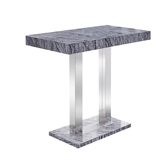 Melange Marble Effect High Gloss Bar Table In Dark Grey Furniture in