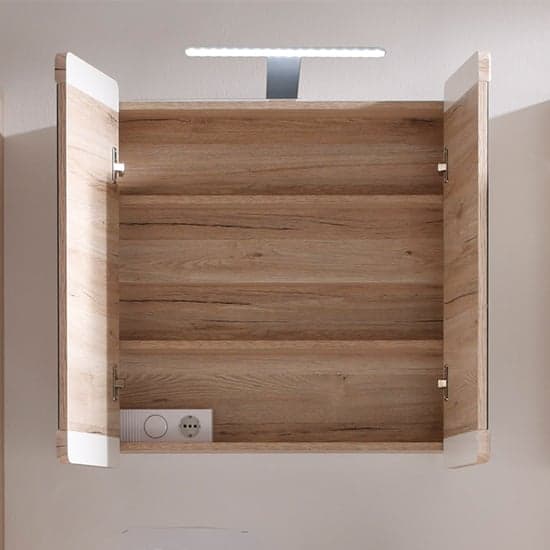 Melay LED Wall Mirrored Cabinet In San Remo Oak_2
