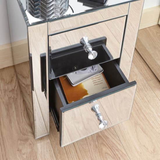 Meriden Wooden Mirrored Bedside In Clear Furniture in Fashion