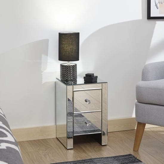 Meriden Wooden Mirrored Bedside In Clear Furniture in Fashion
