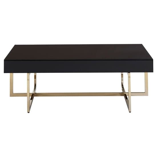 Meleph Black Mirrored Coffee Table With Gold Steel Frame_2