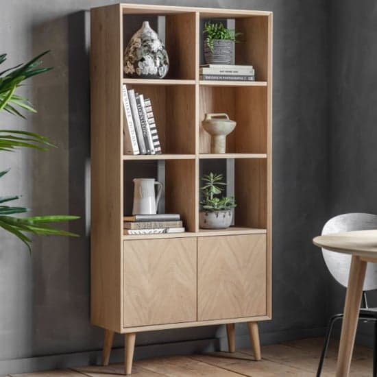 Melino Wooden Open Display Unit With 2 Doors In Mat Lacquer_1