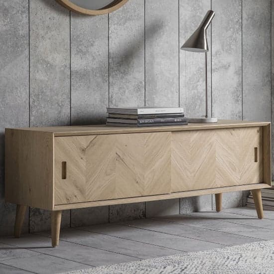 Melino Wooden TV Unit With Sliding Doors In Mat Lacquer_1