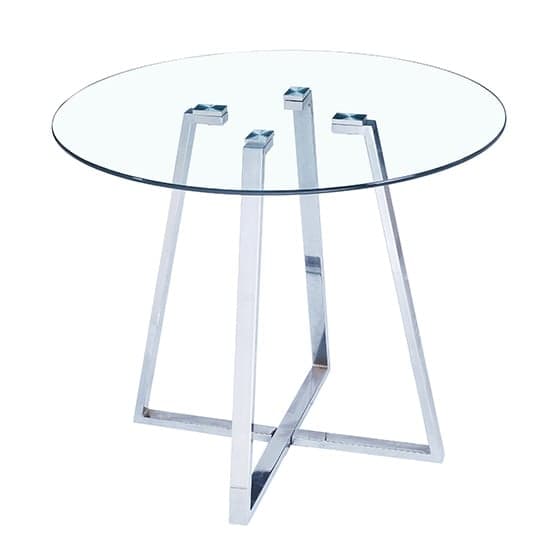 Melito Round Glass Dining Table With 4 Ravenna Grey Chairs_2