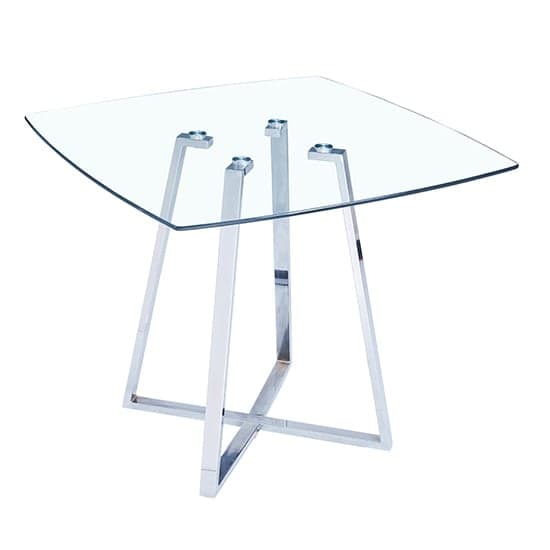 Melito Square Glass Dining Table With 4 Petra Grey White Chairs_2