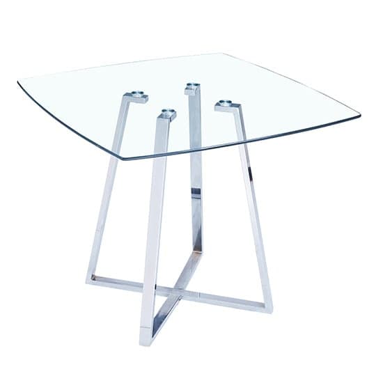 Melito Square Glass Dining Table With 4 Ravenna White Chairs_2