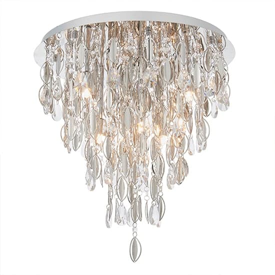 Melody 6 Lights Crystal Glass Flush Ceiling Light In Chrome_2