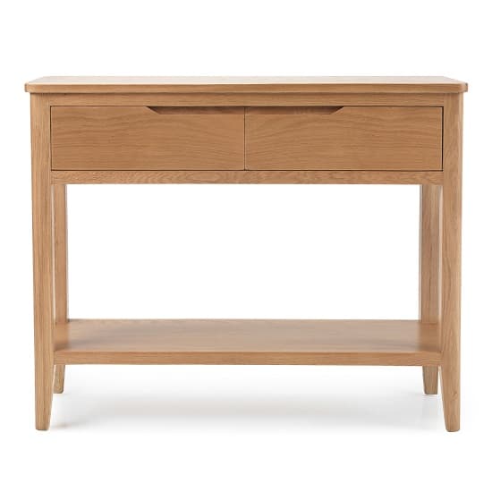 Melton Wooden Console Table In Natural Oak With 2 Drawers_3