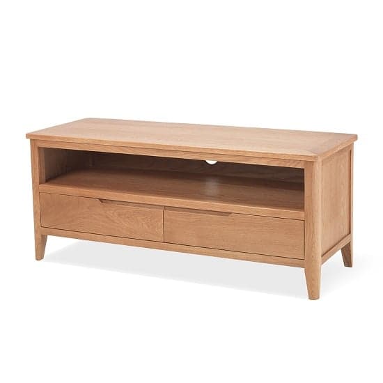 Melton Wooden TV Stand In Natural Oak With 2 Drawers_1