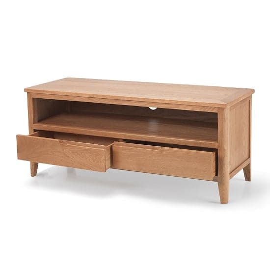 Melton Wooden TV Stand In Natural Oak With 2 Drawers_2