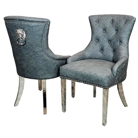Melvin Dark Grey Faux Leather Dining Chairs In Pair_1