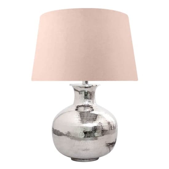Melvin Drum-Shaped Pink Shade Table Lamp With Nickel Base_2
