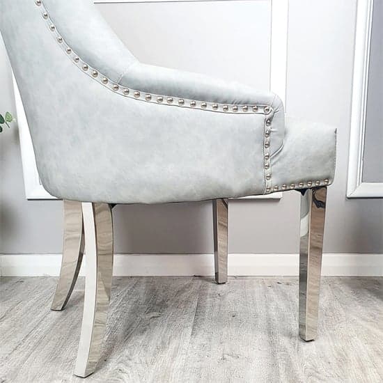 Melvin Light Grey Faux Leather Dining Chairs In Pair_3