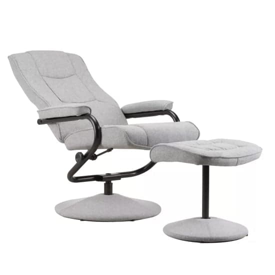 Memphian Fabric Swivel Chair And Footstool In Grey_4
