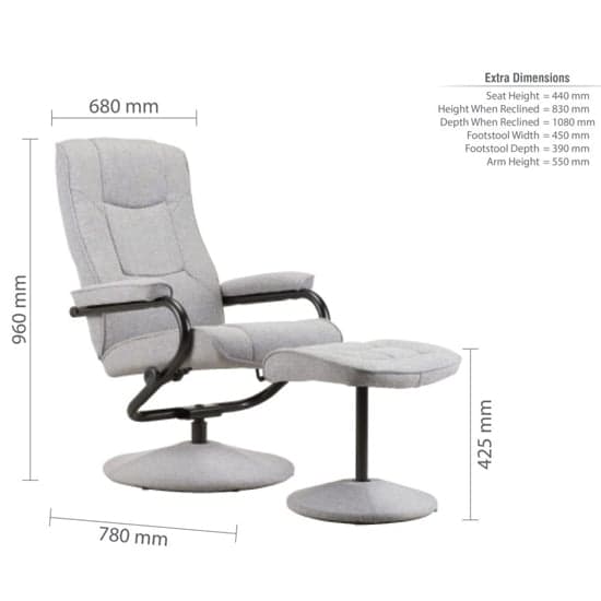 Memphian Fabric Swivel Chair And Footstool In Grey_6