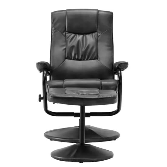 Memphian Faux Leather Swivel Chair And Footstool In Black_5
