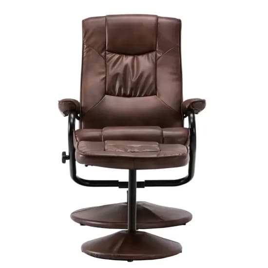 Memphian Faux Leather Swivel Chair And Footstool In Tan_5