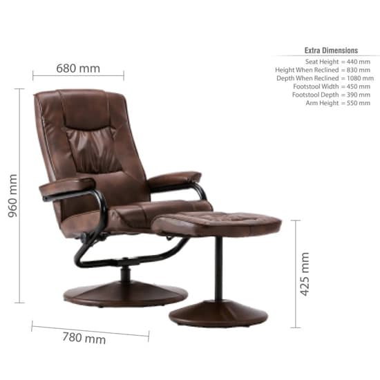 Memphian Faux Leather Swivel Chair And Footstool In Tan_6