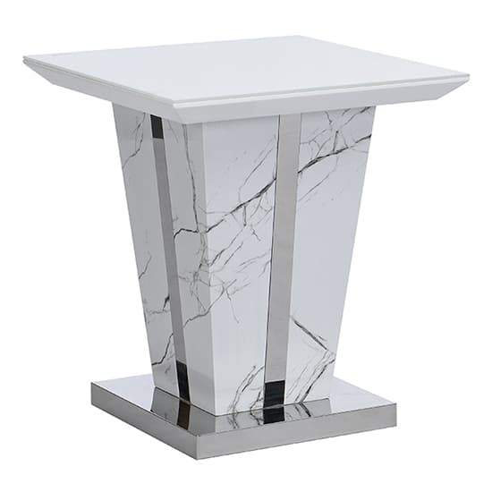 Memphis Gloss Lamp Table In Vida Marble Effect With Glass Top_3