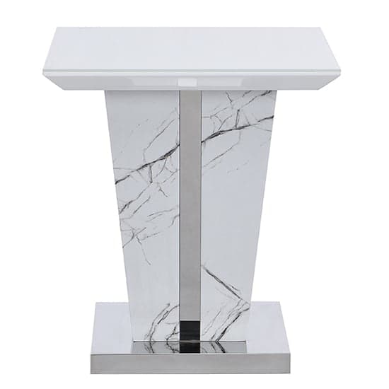 Memphis Gloss Lamp Table In Vida Marble Effect With Glass Top_4