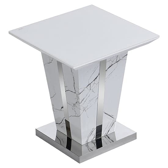 Memphis Gloss Lamp Table In Vida Marble Effect With Glass Top_5