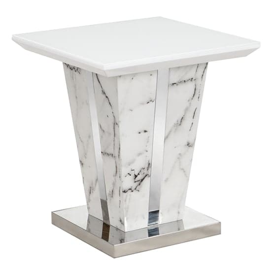 Memphis Gloss Lamp Table In Diva Marble Effect With Glass Top_2
