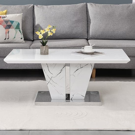 Memphis High Gloss Coffee Table In Vida Marble Effect Glass Top_2