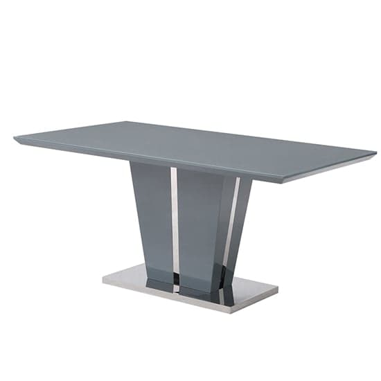 Memphis Large High Gloss Dining Table In Grey With Glass Top_2