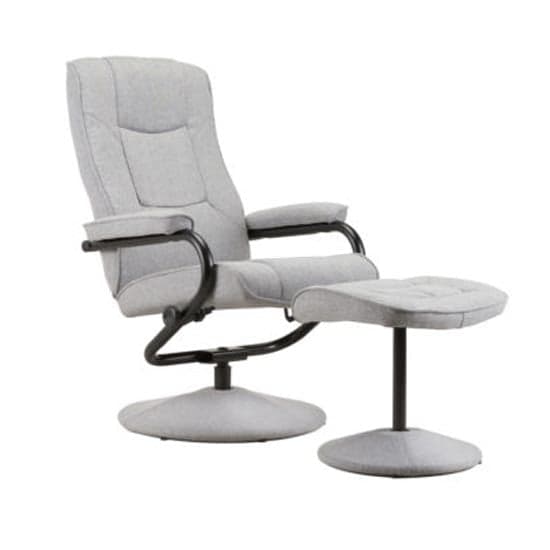 Memphis Swivel Recliner Chair And Footstool In Grey_4