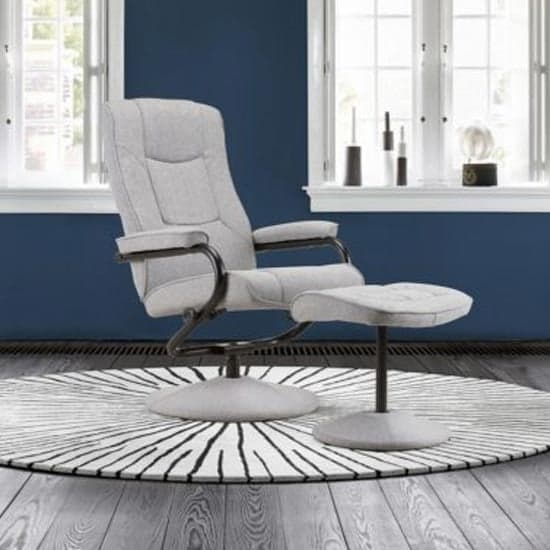 Memphis Swivel Recliner Chair And Footstool In Grey