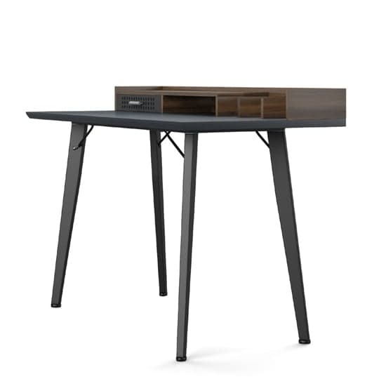 Maghull Wooden Computer Desk In Walnut And Charcoal Grey_2