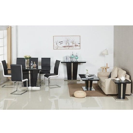 Memphis Small Black Gloss Dining Table 4 Symphony Black Chairs_2