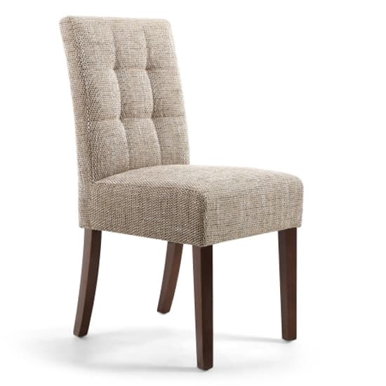 Mendoza Oatmeal Stitched Waffle Tweed Dining Chairs In Pair_2