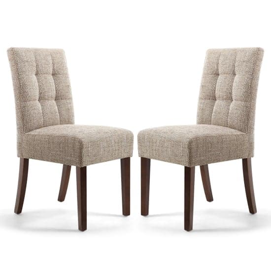 Mendoza Oatmeal Stitched Waffle Tweed Dining Chairs In Pair_1